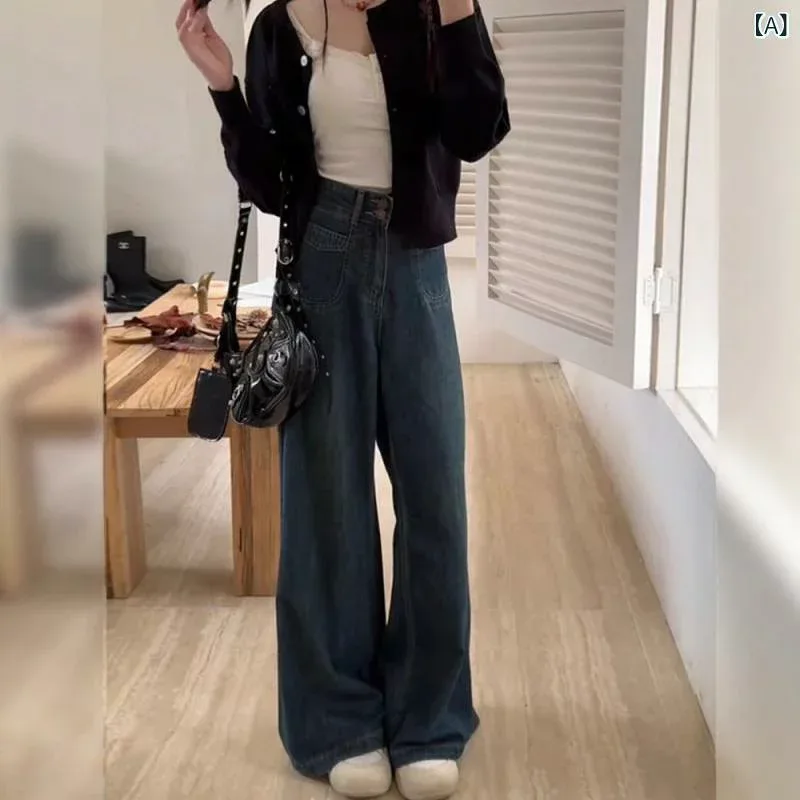 ワイドデニムパンツ レディース ハイウエスト ストレート ワイドシルエット デニム ジーンズ ジーパン ロング丈 体型カバー 大きいサイズ ゆったり ボトムス 定番 カジュアル シンプル ベーシック スタンダード ナチュラル