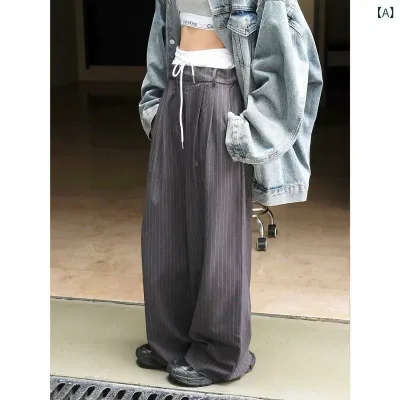 ワイドパンツ レディース ストライプウエスト切替スラックス 落ち感ゆったりロング丈ボトムス ズボン カジュアルシンプルベーシック定番スタンダード ナチュラルパンツ