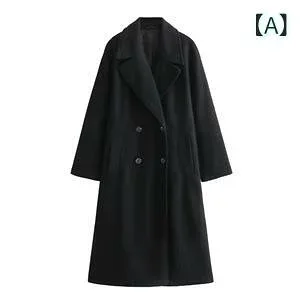 ロングコート レディース チェスターコート ダブル テーラード ウール混 体型カバー オーバーサイズ ピーコート風 通勤 アウター きれいめ 大人 カジュアル 上品 羽織り 膝下丈 厚手 オフィス デイリー お出かけ ミセス ベーシック 暖かい 重ね着