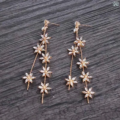 ウェディングイヤリング ピアス ロング 大ぶり フラワー 揺れる タッセル 小顔効果 華やか 韓国 花嫁 披露宴 パーティー アクセサリー 結婚式 二次会 前撮り お呼ばれ フォトウェディング ウェディングドレス 発表会 演奏会 上品 ドレスアップ フ