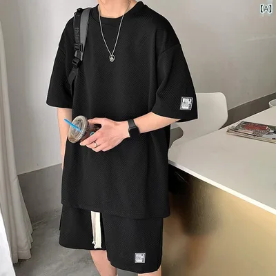 セットアップ メンズ スポーツ カジュアル 半袖 Tシャツ ハーフパンツ 上下セット ワッフル生地 ゆったり 部屋着 夏服 ショートパンツ トレーニング ワンマイルウェア シンプル ルームウェア