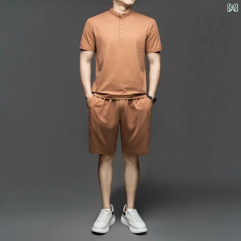 セットアップ メンズ 上下セット 半袖 ショートパンツ 2点セット ルームウェア カジュアル スポーツ 部屋着 夏物 薄手 通気性 大きいサイズ ゆったり 無地 シンプル おしゃれ ジャージ 運動着 涼しい 父の日