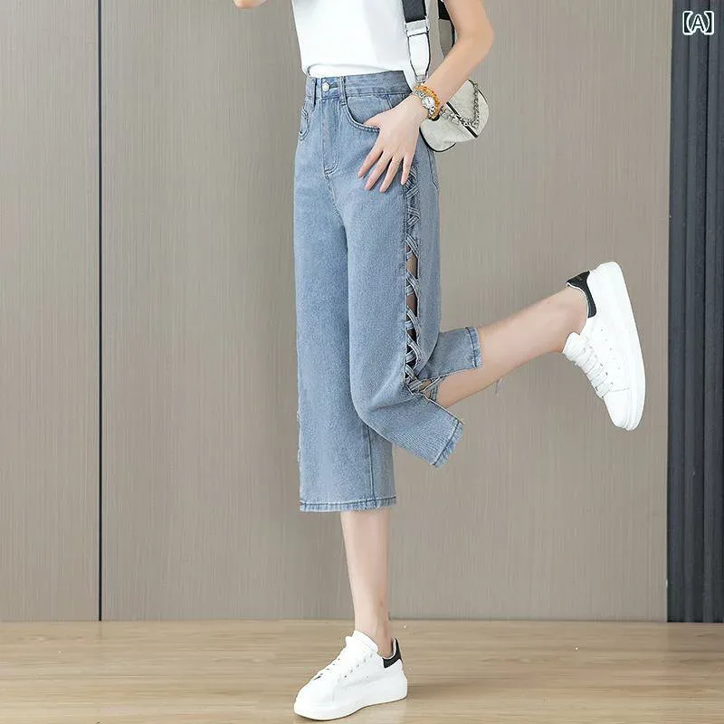 デニムパンツ レディース クロップドパンツ 七分丈 ハレムパンツ 薄手 夏用 ジーンズ ジーパン ボトムス 涼しい 軽量 体型カバー テーパードパンツ ストレッチ ウエストゴム 美脚 カジュアル 夏 お出かけ