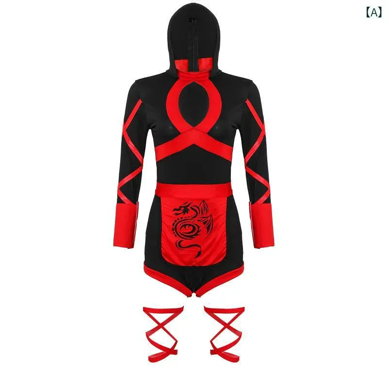 コスプレ衣装 レディース 忍者 ハロウィン 仮装 セットアップ 龍 ドラゴン 刺繍 和装 和服 くノ一 侍 演劇 舞台 ステージ衣装 文化祭 忘年会 新年会 パーティー イベント 撮影用 大人用 ブラック 黒