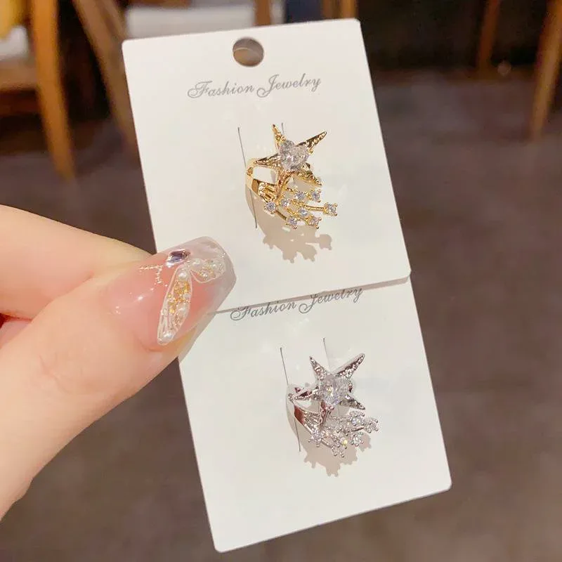 イヤリング レディース 小ぶり キラキラ 星形 イヤーカフ 痛くない ゴールド シルバー 電気メッキ加工 ファッション プチプラ