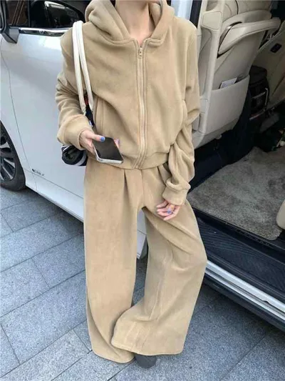 セットアップ レディース 秋冬 部屋着 上下セット スウェット パーカー トレーナー ワイドパンツ ジャージ 2点セット 無地 長袖 緑 グリーン ブラウン 暖か あったか