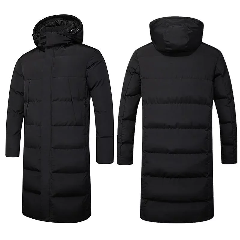Coat Men's Sports Long Length Down Filling Polyester Cold Protection Water Repellent Hooded White Black Red