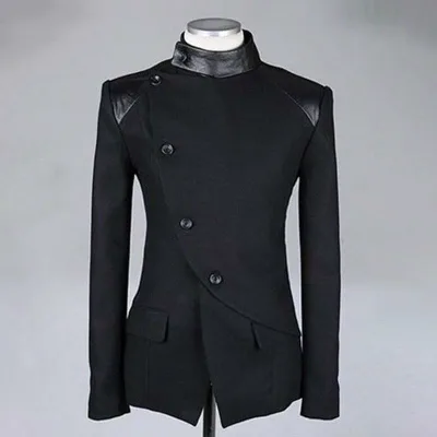メンズ ウール ジャケット 細身 スーツスタイル アシンメトリー シングルブレスト 長袖 紳士服 男性用 秋冬 アウター 上着
