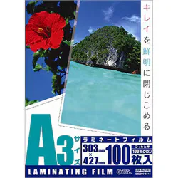 オーム電機 OHM ラミフィルム A3サイズ 100ミクロン 100枚 LAM-FA31003