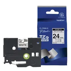 ラベルライターピータッチ用 ラミネートテープ 白テープ 黒文字 幅24mm 長さ8m TZe-251