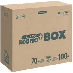 日本サニパック SANIPAK ゴミ袋 エコノプラス 半透明 70L BOX入り シャカシャカ素材 100枚 80×90cm 厚さ0.02mm E-74-HCL