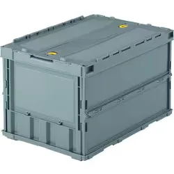 薄型折りたたみコンテナ 50Lロックフタ付 グレー TR-C50B