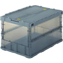 トラスコ中山 TRUSCO 薄型折りたたみコンテナスケル 50Lロックフタ付 ブラック TSK-C50B