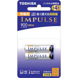 東芝 TOSHIBA ニッケル水素電池 IMPULSE(インパルス) 高容量タイプ 単4形 2本 TNH-4AH 2P