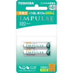 東芝 TOSHIBA ニッケル水素電池 IMPULSE(インパルス) ライトタイプ 単4形 2本 TNH-4LE 2P