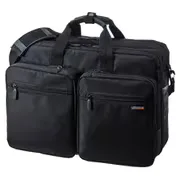 3WAYビジネスバッグ(出張用・大型)15.6インチワイドPC対応 18L/マチ拡張時24L 軽量 撥水加工 ブラック BAG-3WAY22BK