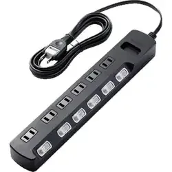 エレコム ELECOM TV用ほこり防止シャッター付雷ガードタップ 6個口 2.5m ブラック AVT-K6A-2625BK