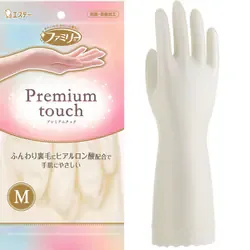 エステー ファミリー プレミアムタッチ ヒアルロン酸配合 Mサイズ パールホワイト 1双 家庭用手袋 食器洗い 掃除 洗濯 キッチン