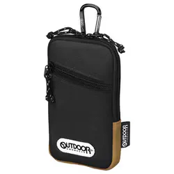 アウトドアプロダクツ OUTDOOR PRODUCTS OUTDOOR(アウトドアプロダクツ) スマートフォンポーチ 04 ダブルファスナー採用 カラビナ ベルト通し 面ファスナー ブラック ODPP04BK