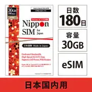 DHA Nippon SIM for Japan 180日 30GB 日本国内用プリペイドデータ eSIM(ドコモ回線) DHA-SIM-164