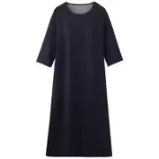 1枚で着られるカップ付 楽ちんワンピース ネイビー L