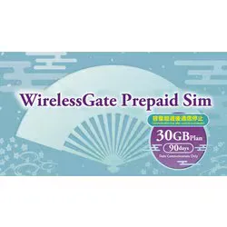 ワイヤレスゲート WirelessGate WirelessGate PrepaidSIM データ通信量30GBプラン 3-in-1SIM プリペイドSIM 30GB 90Days WG-PRI-30GB 90Days