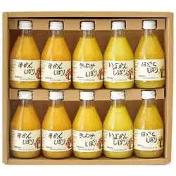 伊藤農園 100%ピュアジュース 180ml 10本ギフトセット(みかん 4本 きよみ 2本 いよかん 2本 はっさく 2本)