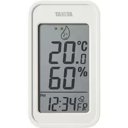 タニタ TANITA デジタル温湿度計 最高・最低温湿度表示 快適表示機能 時計機能 カレンダー機能 アラーム機能 大型 マグネット・フック穴付き アイボリー TT-589-IV