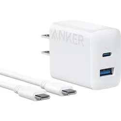 USB急速充電器 Anker Charger with USB-C & USB-C ケーブル(1.5m) USB PD(パワーデリバリー)対応 20W USB-C×1/USB-A×1 ホワイト B2348N21