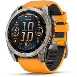 ガーミン GARMIN fenix 8 (フェニックス 8) Sapphire AMOLED 51mm Ti / Orange シリコンバンド 心電図(ECG)アプリ Suica対応 GPSスマートウォッチ 010-02905-50