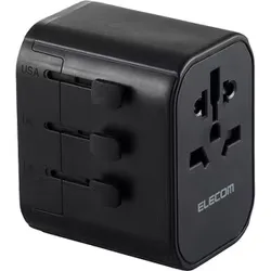 エレコム ELECOM 海外 変換アダプター 旅行 便利グッズ〈コンセントプラグ A/BF/O/SEタイプ〉〈出力ポート A/BF/O/Cタイプ×1 USB-A×2 Type-C×1〉 USB充電器 ブラック T-HPAM-15A2CBK