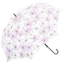 ナチュラルベーシック NaturalBasic 長傘 60cm ジャンプ式 エアリーフラワー パープル 715-068
