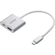 USB Type-C HDMI 変換アダプタ PD100W充電ポート搭載 4K対応 ミラーリング シルバー AD-CHDMIPD100SV