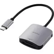 SDカードリーダー Type-C SD/microSD対応 UHS-II 312MB/s 超高速データ転送 ProRes保存対応 アルミ筐体 ケーブル一体型 シルバー MR3C-C21SV