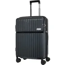 スーツケース 旅行日数目安:5~6泊 56L/拡張時65L TSロック フロントオープン ストッパー機能付き サスペンションキャスター 静音 預け入れ無料 OD-0890-57N インクブラック
