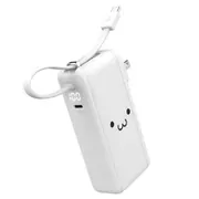 リチウムイオンモバイルバッテリー 10000mAh コンセント一体型 PD(パワーデリバリー) 35W PPS対応 USB-Cケーブル内蔵 2台同時 高速充電 LED残量1%表示 折りたたみプラグ PSE適合 機内持込可 スマホ/タブレット/ノートPC対応 ホワイト×ブラック DE-AC15-10000WF