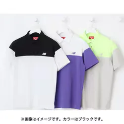 new balance ニューバランス ゴルフシャツ メンズ メッシュリバース 半袖 カラーシャツ ブラック サイズ:5(Lサイズ) ブラック 012-6168001-010-5