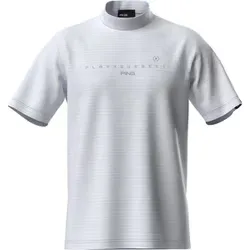ピンアパレル PING APPAREL ゴルフシャツ メンズ シングルメッシュ レイブロック 半袖ハイネックシャツ Lサイズ ホワイト 621-6167603-030-L
