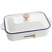 限定品 「きちんと朝をはじめる 一日を整える」 コンパクトホットプレート 角型 ヒーター式 平面・たこ焼きプレート付属 サーモスタット機能 ホーローホワイト BOE021-HWH