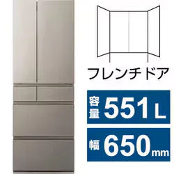 パナソニック Panasonic 冷蔵庫 HYタイプ(551L・幅65cm・フレンチドア(観音開き)・6ドア・ヘアラインシャンパン) NR-F55HY3-N