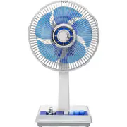 ミニ扇風機 レトロデザイン ACモーター搭載 20cm 5枚羽根 3段階送風量調節 首振り機能付 切タイマー ブルー KLF-2067/A