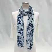 接触冷感×UV加工ハイブリッドストール(花柄) ブルー×ネイビー IND-299406 C