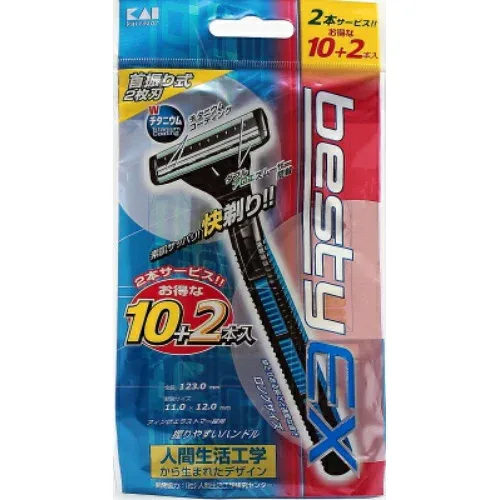 【送料無料・まとめ買い4個セット】貝印 べスティーEX 首振り 10本入