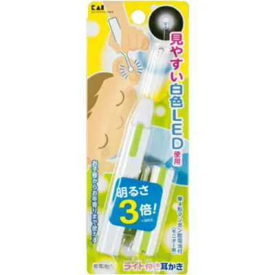 【送料無料・まとめ買い×12個セット】貝印 KQ0291 ライト付き耳かき(白) 1本入