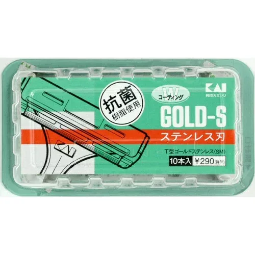 【×12個セット送料無料】貝印 T型ゴールドステン 10本 TGS-10B (ヒゲ用カミソリ)(4901331007095)