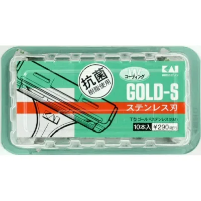 【×12個セット送料無料】貝印 T型ゴールドステン 10本 TGS-10B (ヒゲ用カミソリ)(4901331007095)