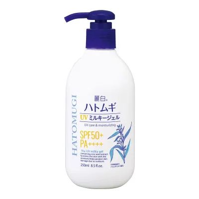 【送料込・まとめ買い×4個セット】熊野油脂 麗白 ハトムギ UV ミルキージェル SPF50+ PA++++ ポンプタイプ 250ml 日焼け止め