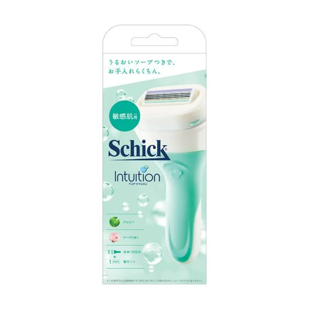 【送料込・まとめ買い×60個セット】Schick イントゥイション 敏感肌用 ホルダーに装着済み刃+替刃1コ 女性用カミソリ