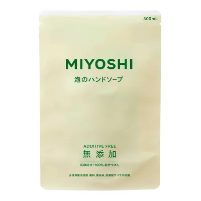 【×12袋セット送料込】ミヨシ 無添加せっけん 泡のハンドソープ 詰め替え 300ml 1袋 泡ででるからキレイがかんたん(4904551100614)