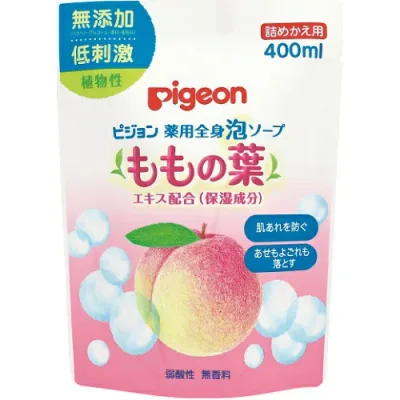【送料込・まとめ買い×8個セット】ピジョン 薬用全身泡ソープ ももの葉 詰替 400ml